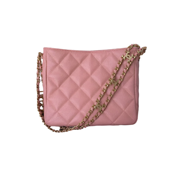 Chanel Small Hobo Bag Grained Calfskin Gold AS3223 Pink - TruVybe Essentials