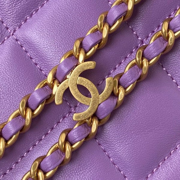Chanel Small Hobo Bag Lambskin Gold AS3223 Purple - TruVybe Essentials