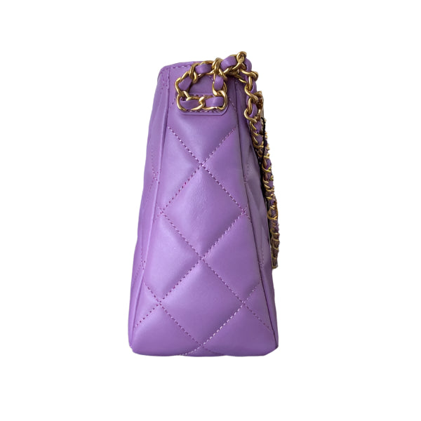 Chanel Small Hobo Bag Lambskin Gold AS3223 Purple - TruVybe Essentials