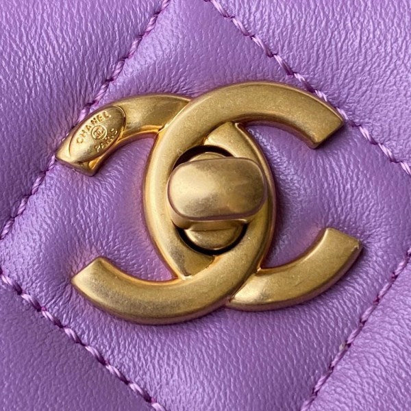 Chanel Small Hobo Bag Lambskin Gold AS3223 Purple - TruVybe Essentials