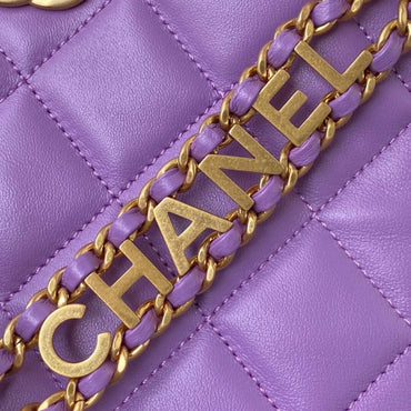 Chanel Small Hobo Bag Lambskin Gold AS3223 Purple - TruVybe Essentials
