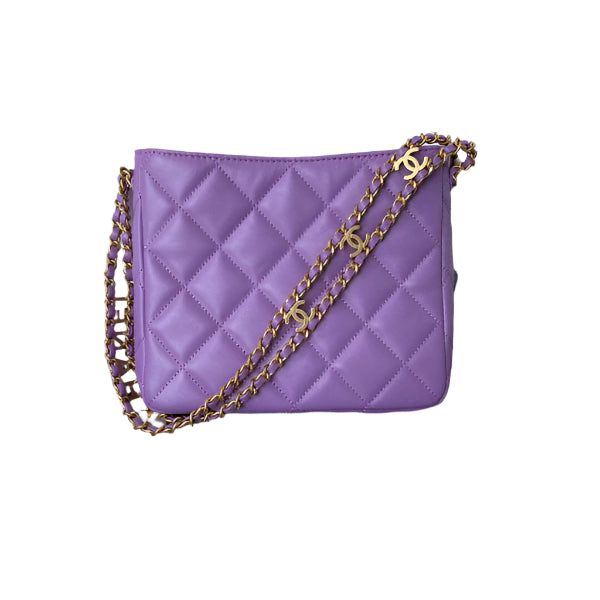 Chanel Small Hobo Bag Lambskin Gold AS3223 Purple - TruVybe Essentials