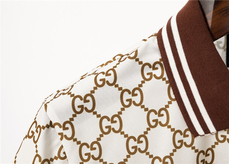 collar Cotton Knit Jacquard Polo Shirt