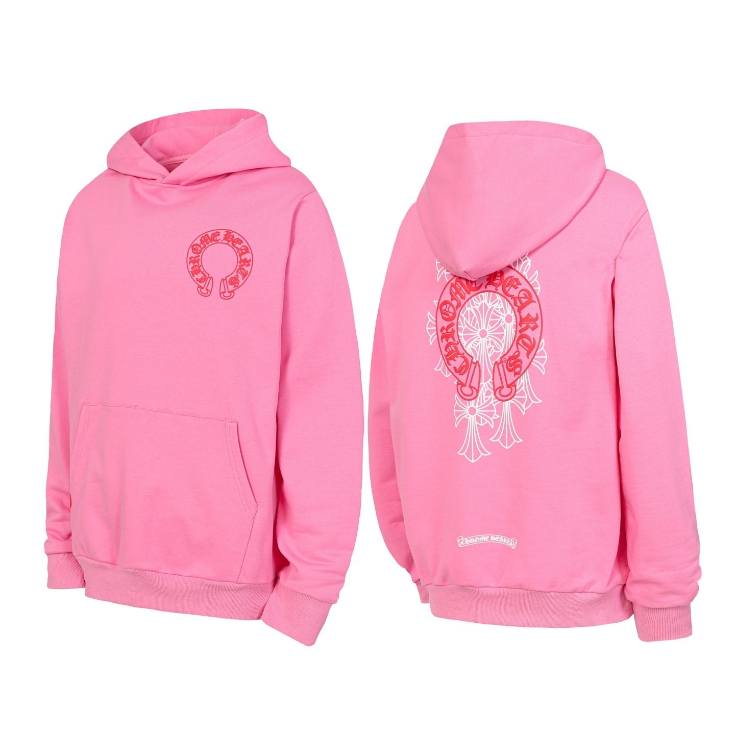 Pink Heavyweight Hoodie with Red Graphic Logo – Premium Streetwear Style - TruVybe Essentials