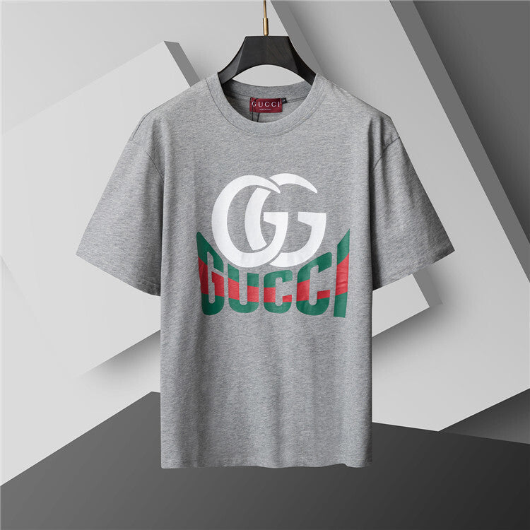 Red & Green Graphic Motif Cotton Jersey Tee — Statement Design