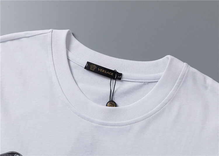 Graphic Chain-Detail Crew Neck T-Shirt – White or Black - TruVybe Essentials