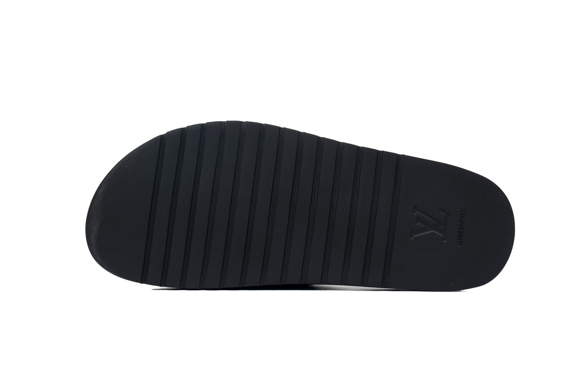 Miami Mule – Black & White Monogram Slide