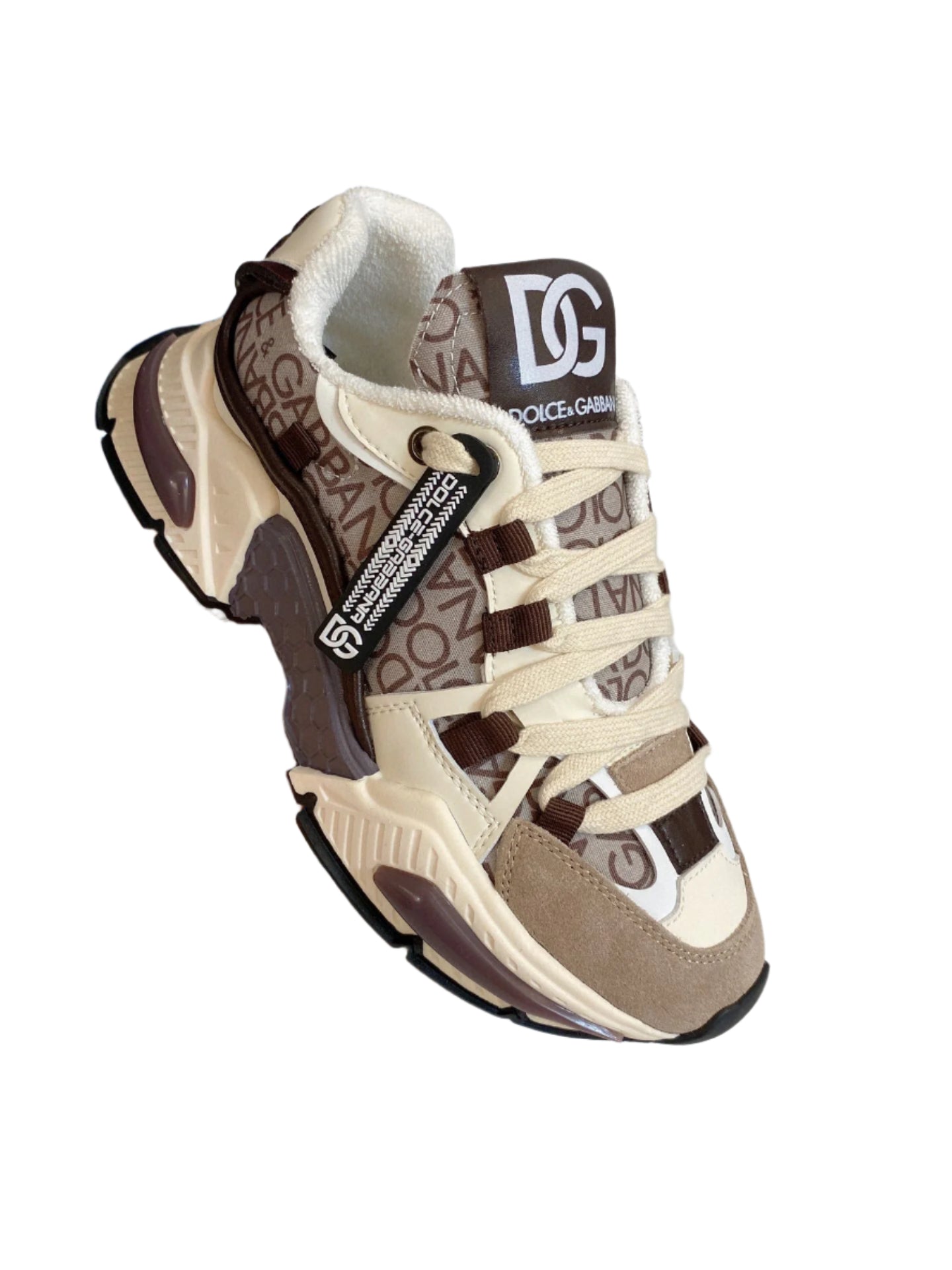 Dolce & Gabbana Airmaster Low-Top Sneakers Cream/Brown - TruVybe Essentials