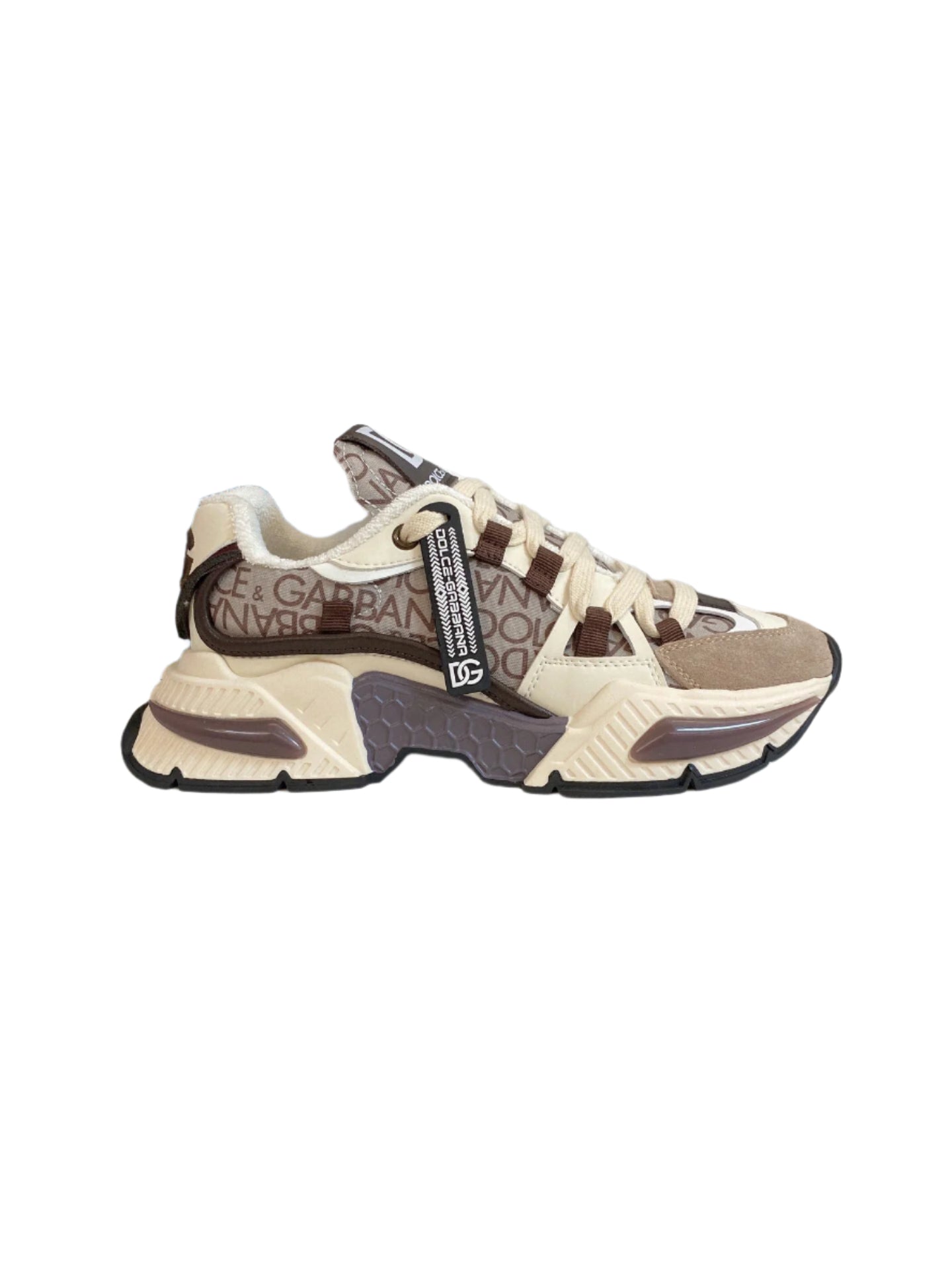 Dolce & Gabbana Airmaster Low-Top Sneakers Cream/Brown - TruVybe Essentials