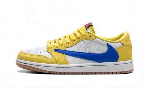 Air Jordan 1 Retro Low OG SP “Travis Scott Canary” – Yellow Racer-Blue Suede
