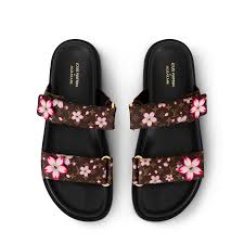 Takashi Murakami LV Sunset Flat Mule – Cherry Blossom Sakura Monogram Brown Slides