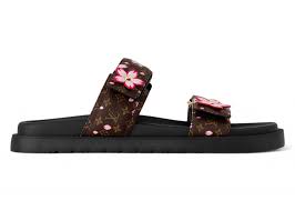Takashi Murakami LV Sunset Flat Mule – Cherry Blossom Sakura Monogram Brown Slides