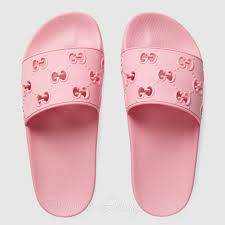 Pink Rubber Slide Sandals – Logo Embossed Comfort Pool Slides for Women