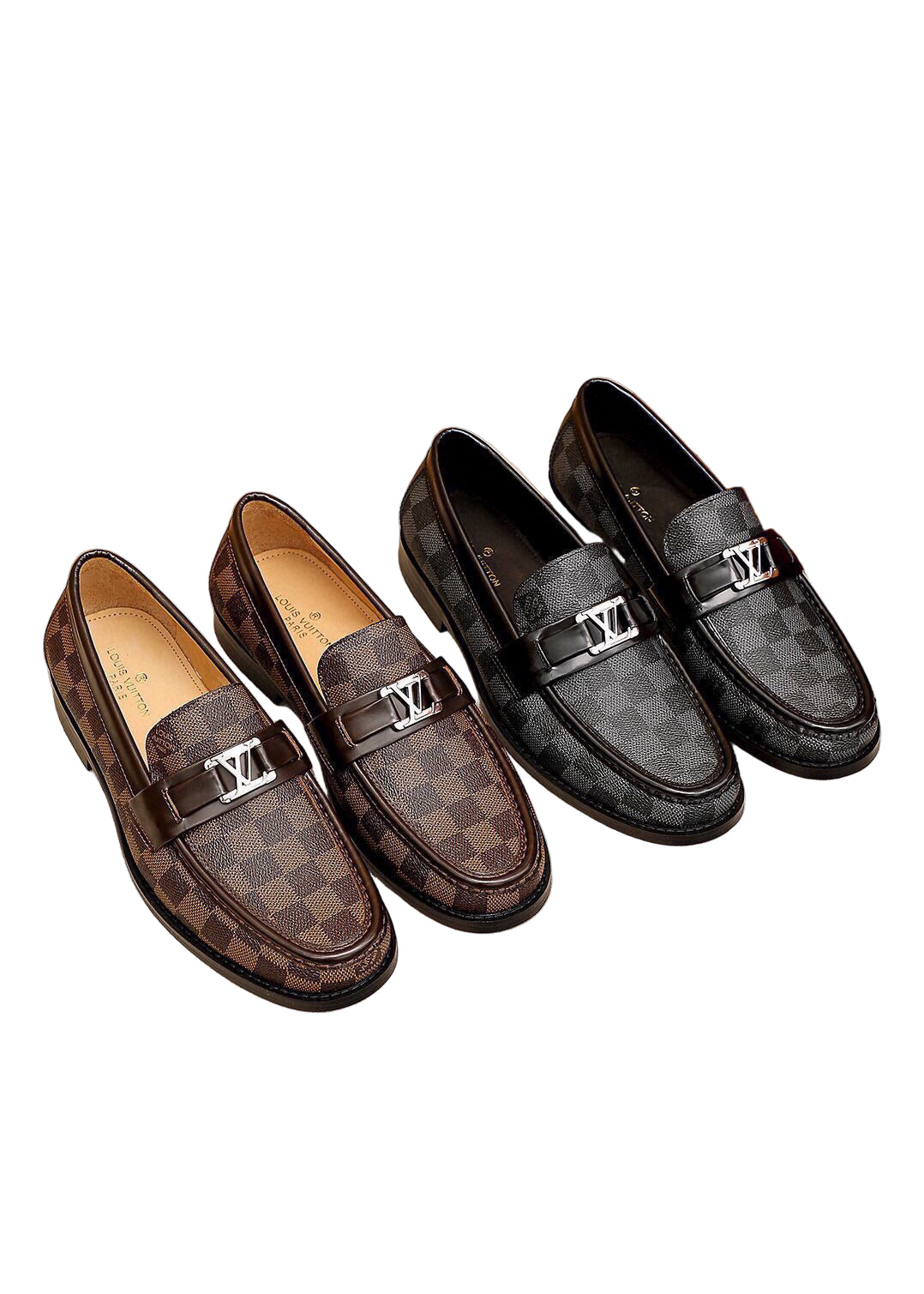 Major Loafer Damier Canvas & Dark-Brown Glazed Calf-Leather