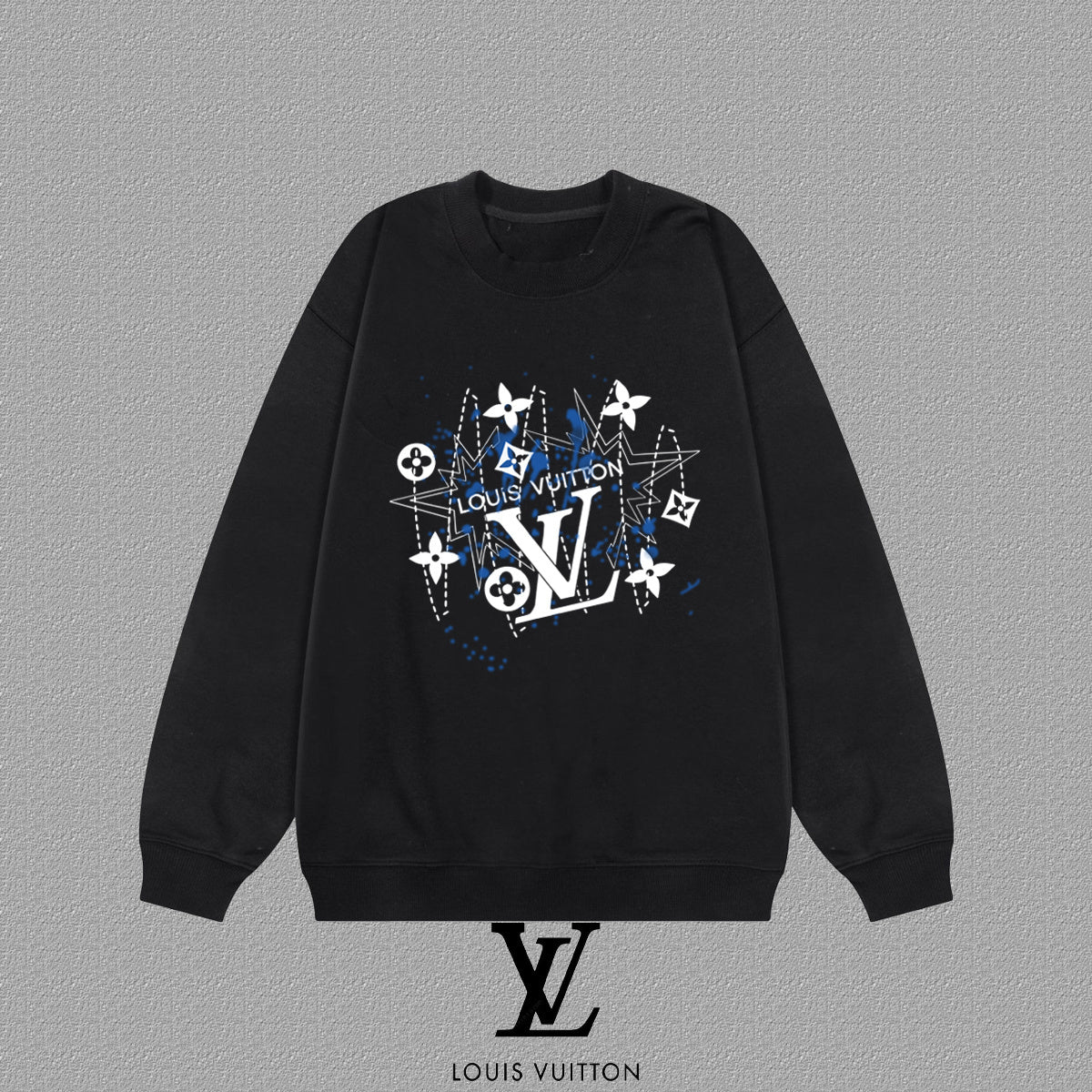 Black graphic sweatshirt  on a gray background