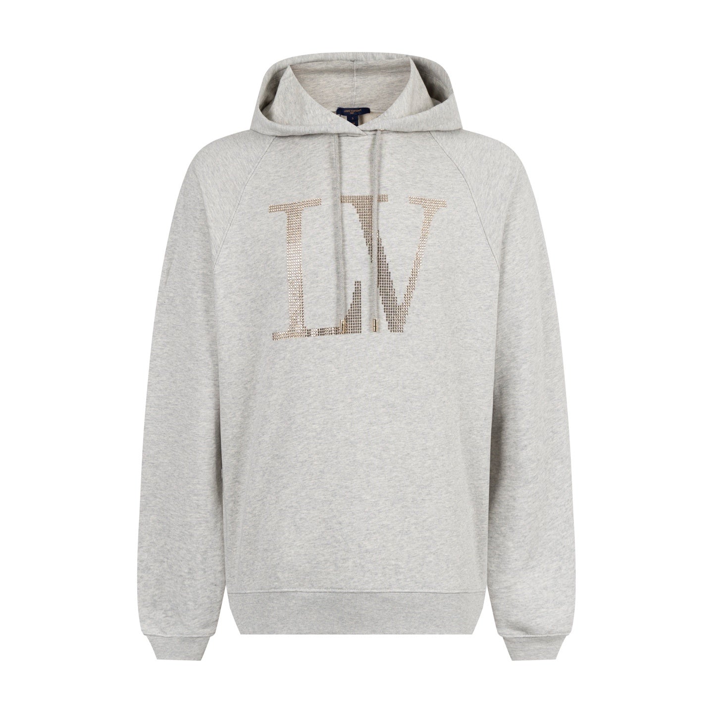 Luxury Rhinestone Logo Hoodie – Light Grey Cotton Edition