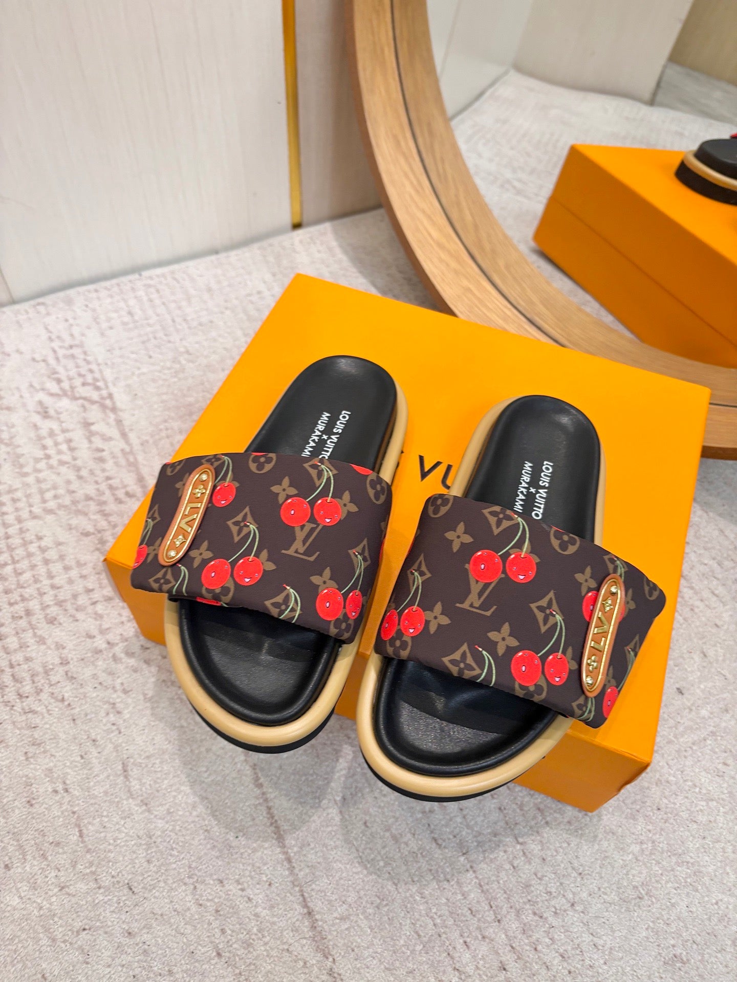 Cherry Print Comfort Slides for Women – Lightweight Casual Sandals Available in 4 Styles