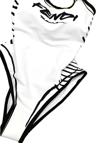 Women's Black and White One-Piece Swimsuit – Bold Luxury Beachwear