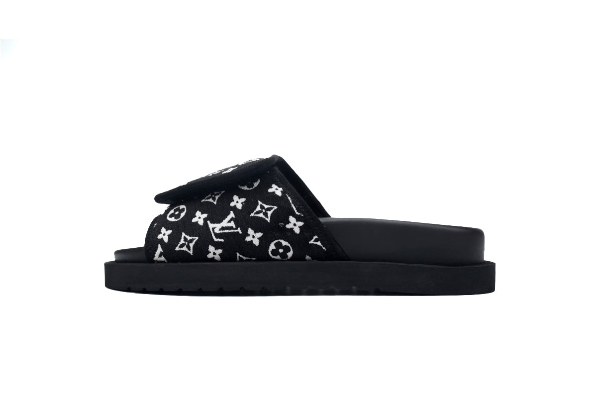 Miami Mule – Black & White Monogram Slide