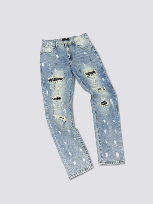 Crash Distressed Skinny Jeans – Premium Ripped Indigo Denim