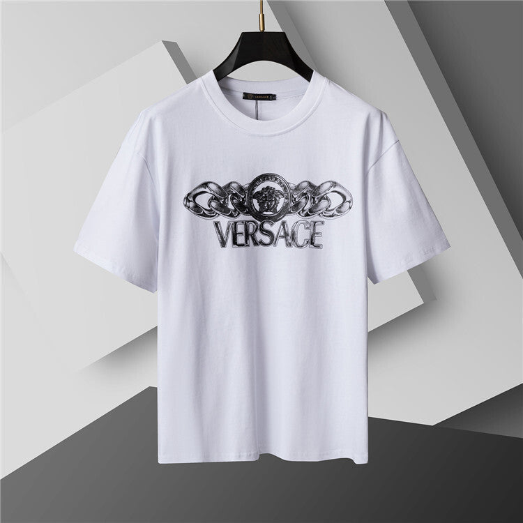 Graphic Chain-Detail Crew Neck T-Shirt – White or Black - TruVybe Essentials