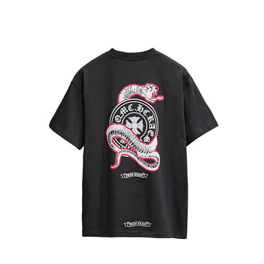 Snake & Cross Graphic T-Shirt – White Streetwear Tee