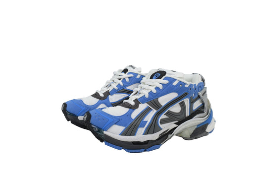 Blue and white sneakers 