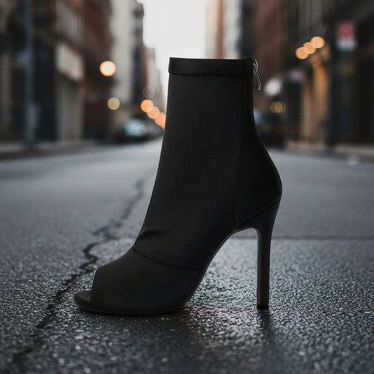 Women’s Peep Toe Stiletto Boots | High Heel Fishmouth Boots