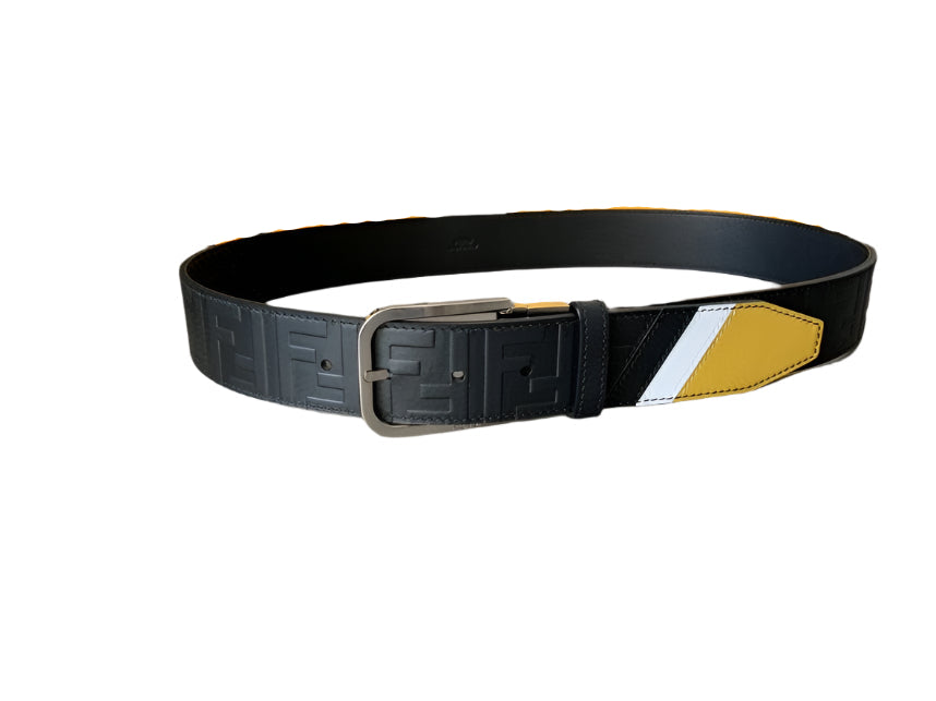 Fendi Leather Belt Black/Yellow - TruVybe Essentials