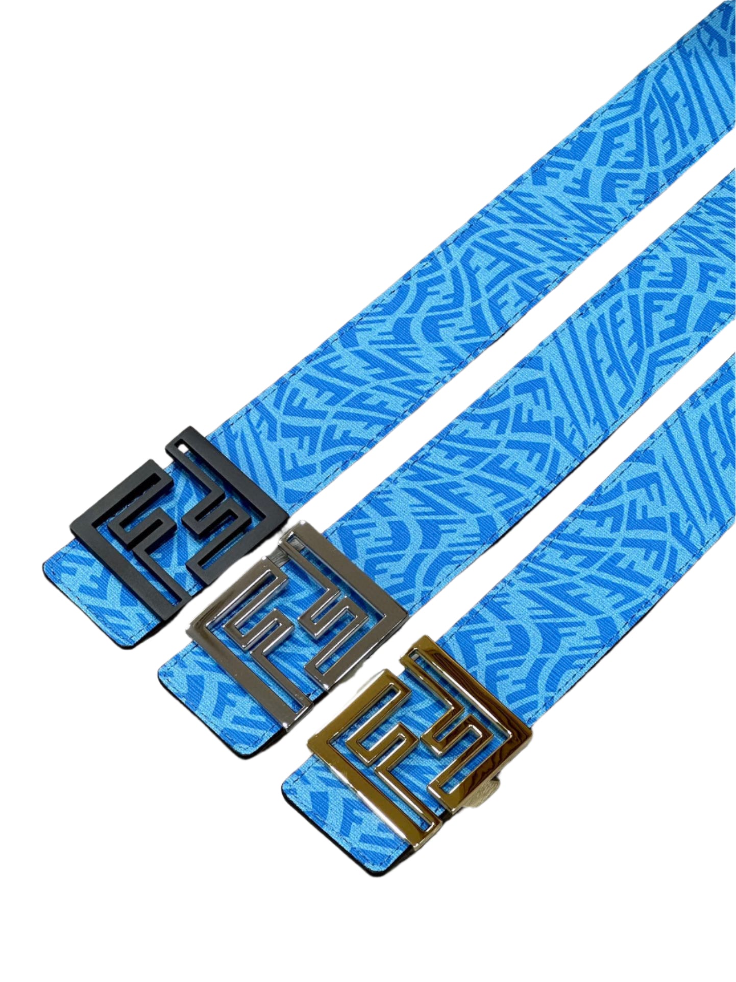 Fendi FF Blue leather Logo Belt - TruVybe Essentials