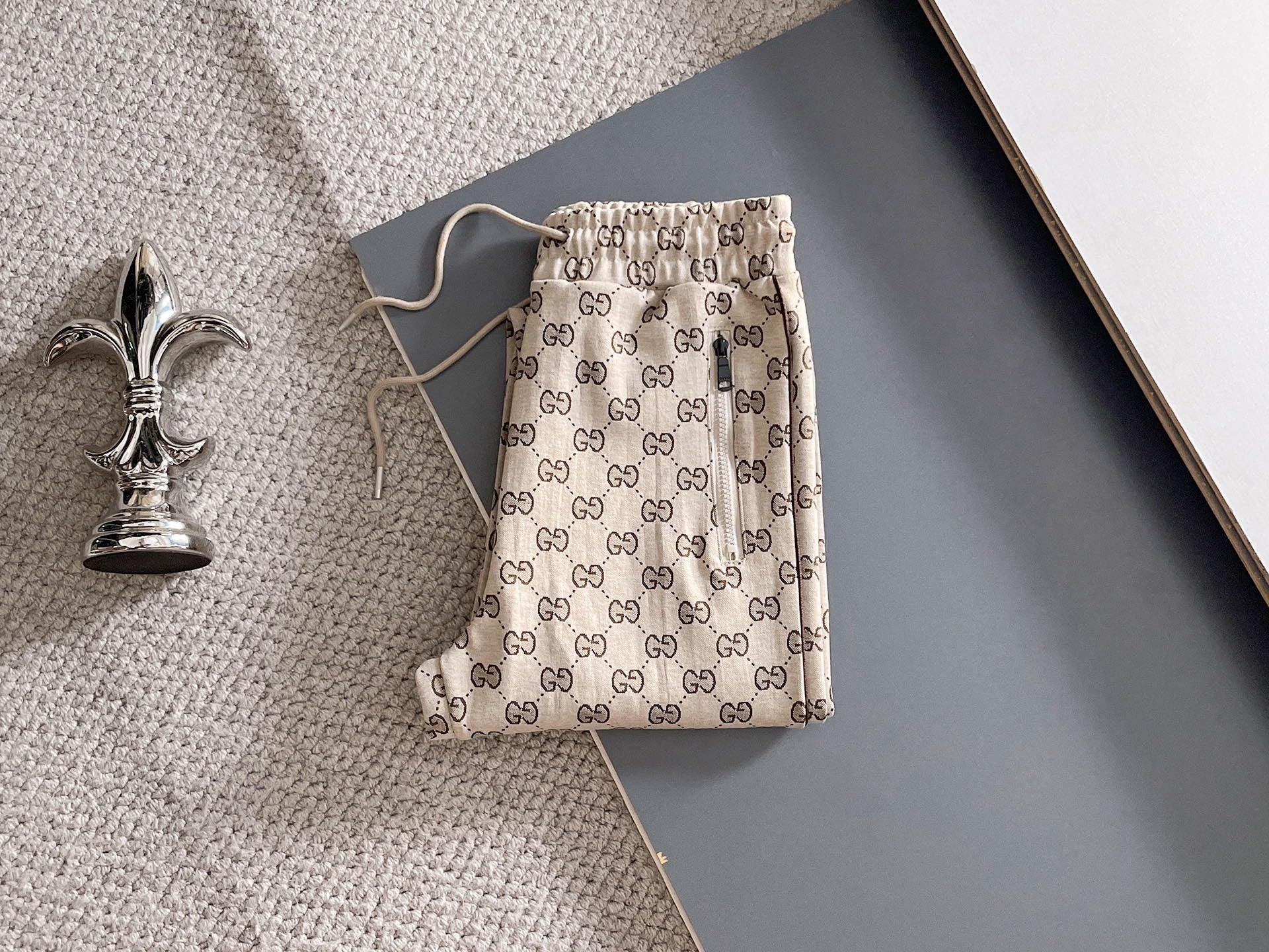 folded joggers 2-Piece Luxury Monogram Tracksuit – Zip Hoodie & Stripe Jogger Set