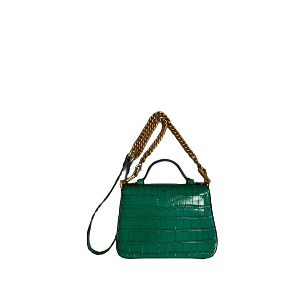Gucci 547260 GG Marmont Mini Crocodile Pattern Top Handle Bag Green - TruVybe Essentials