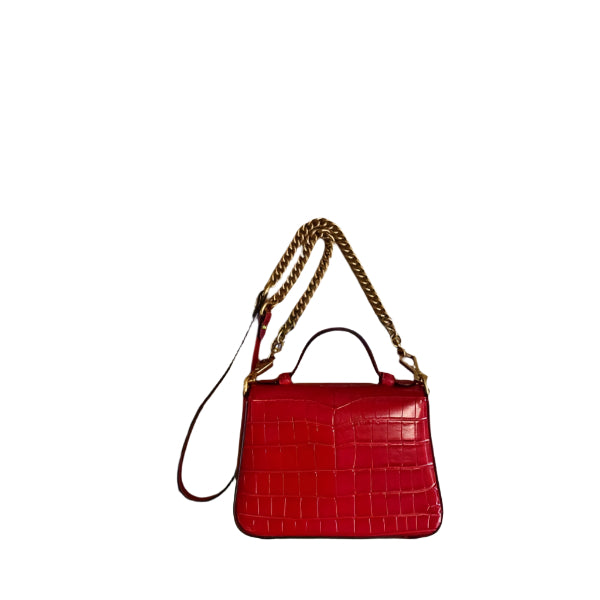 Gucci 547260 GG Marmont Mini Crocodile Pattern Top Handle Bag Red - TruVybe Essentials