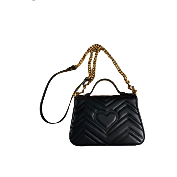 Gucci 547260 GG Marmont Mini Top Handle Bag Black - TruVybe Essentials