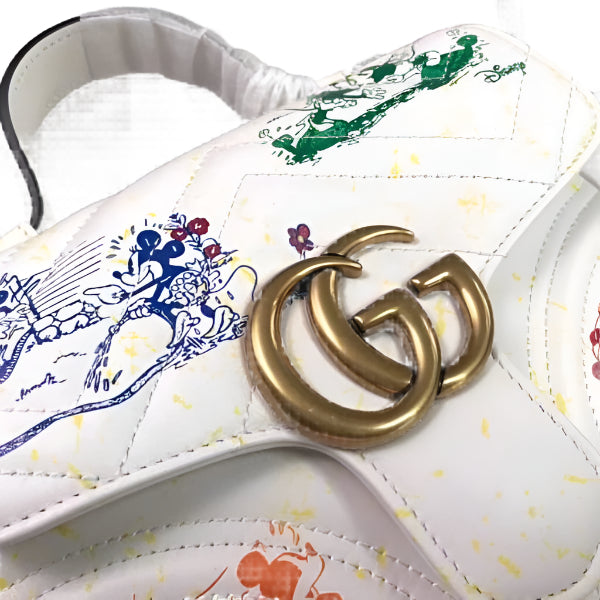 Gucci 547260 GG Marmont Mini Top Handle Bag White and printer - TruVybe Essentials