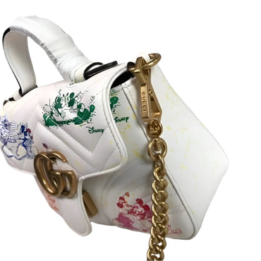 Gucci 547260 GG Marmont Mini Top Handle Bag White and printer - TruVybe Essentials
