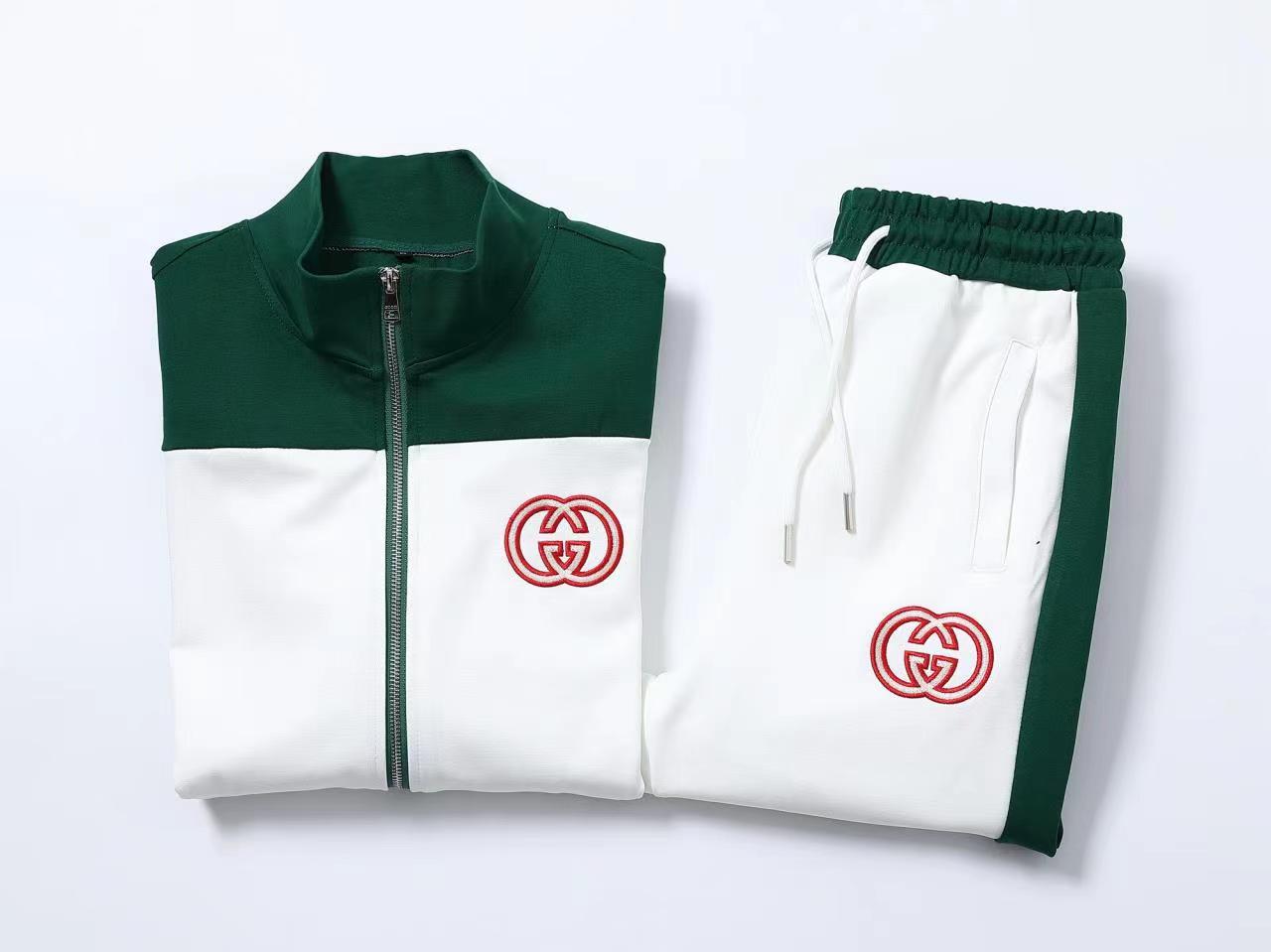Gucci  Embroidered GG Track Suit White/Green - TruVybe Essentials