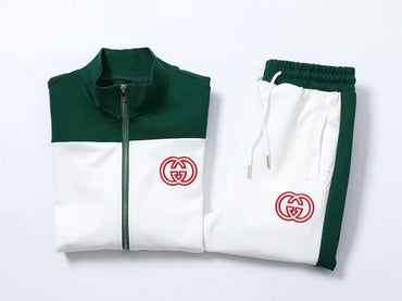 Gucci  Embroidered GG Track Suit White/Green - TruVybe Essentials