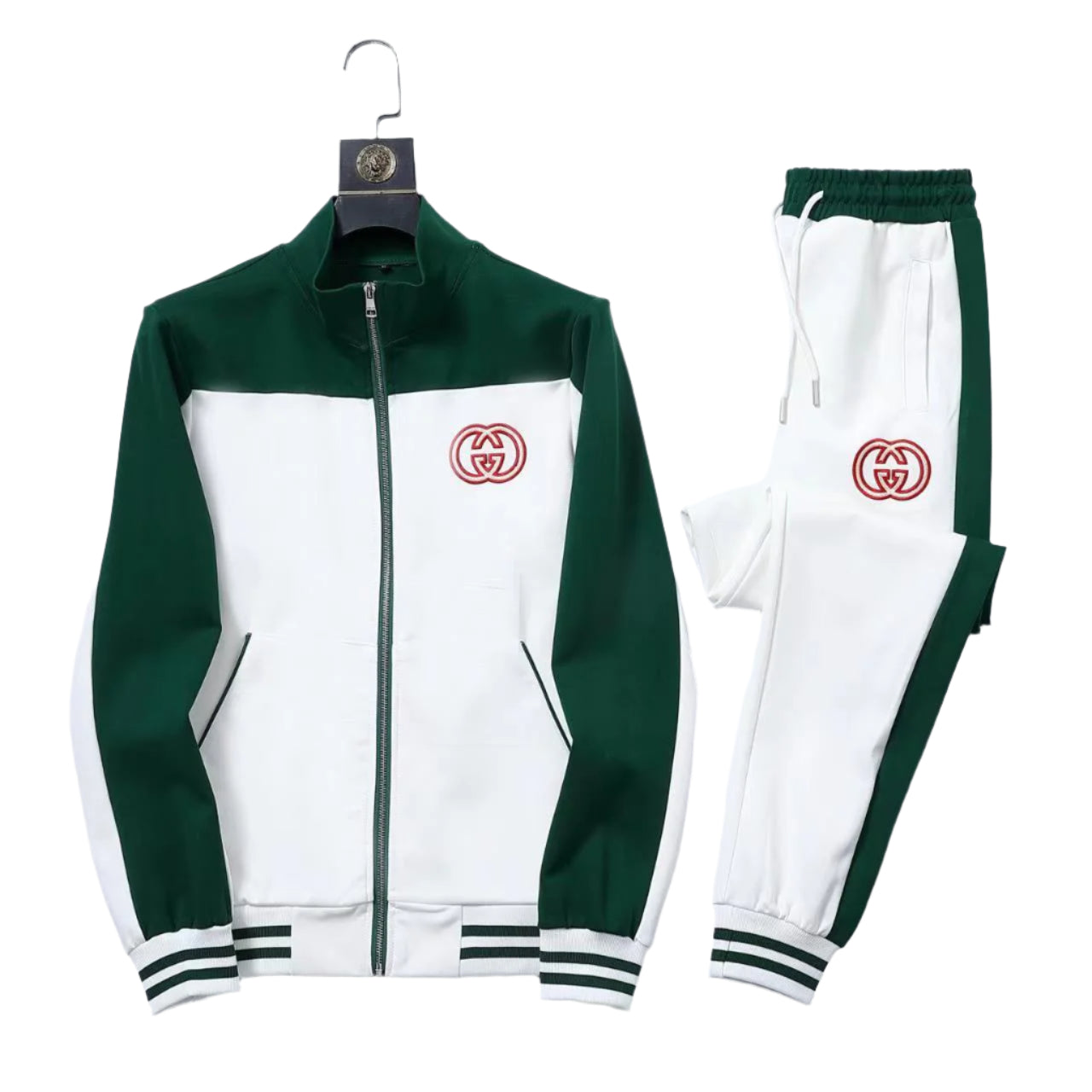 Gucci  Embroidered GG Track Suit White/Green - TruVybe Essentials
