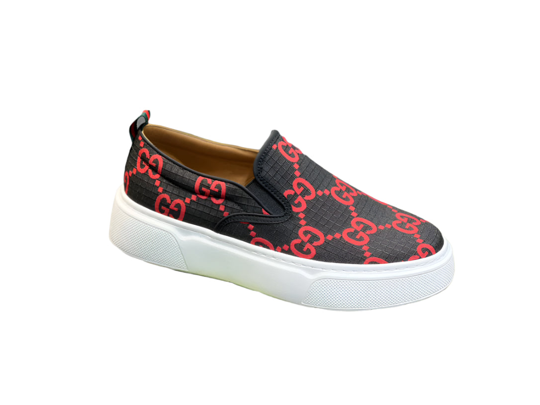 Gucci GG Canvas Slip Ons Black / Red - TruVybe Essentials
