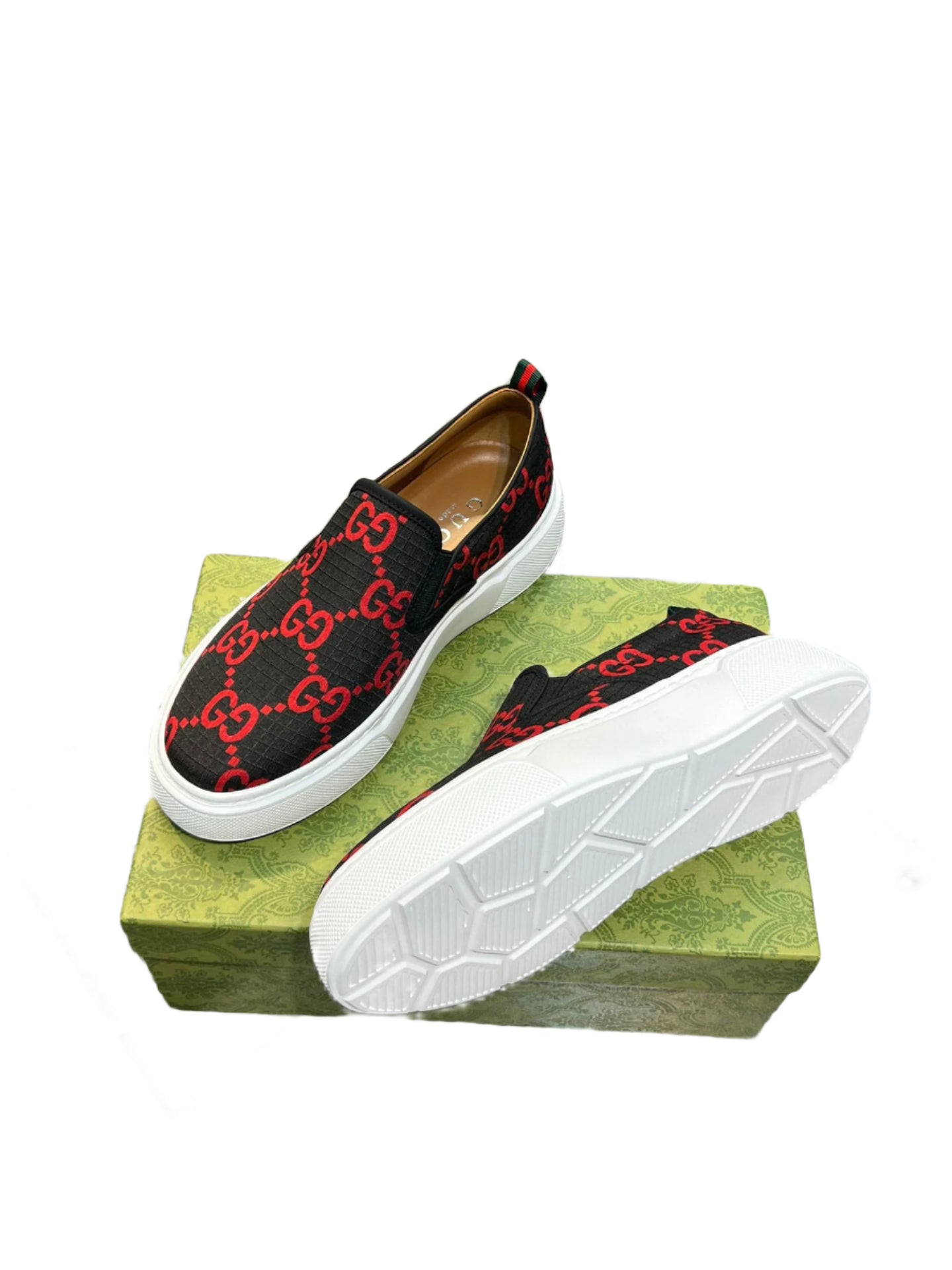Gucci GG Canvas Slip Ons Black / Red - TruVybe Essentials