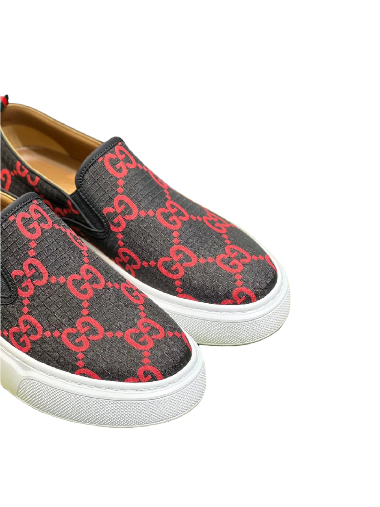 Gucci GG Canvas Slip Ons Black / Red - TruVybe Essentials