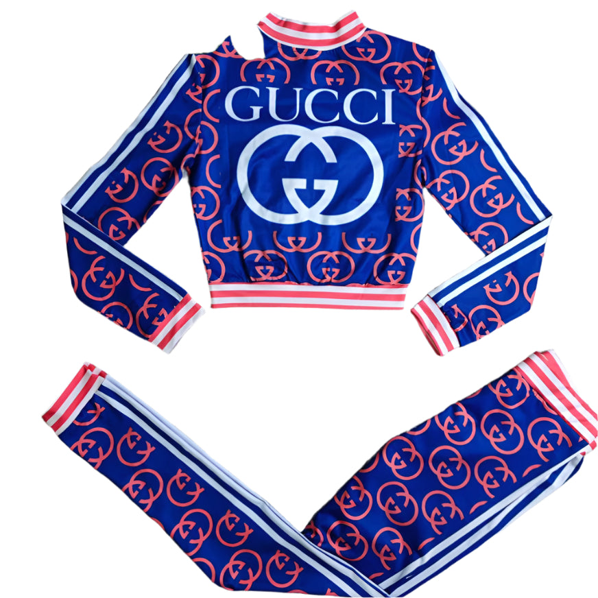 Gucci  GG Monogram Logo 2 Piece Blue/ Pink - TruVybe Essentials