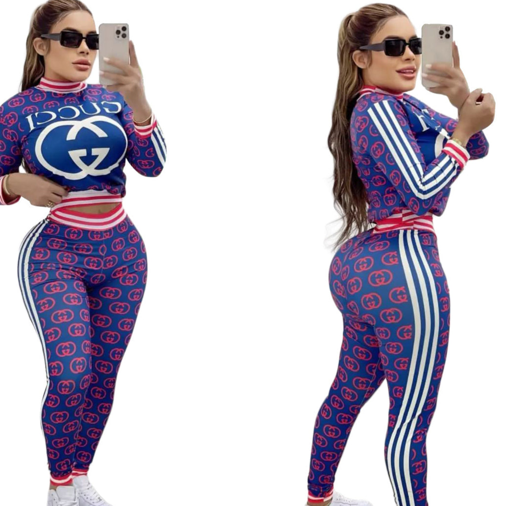Gucci  GG Monogram Logo 2 Piece Blue/ Pink - TruVybe Essentials