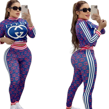 Gucci  GG Monogram Logo 2 Piece Blue/ Pink - TruVybe Essentials