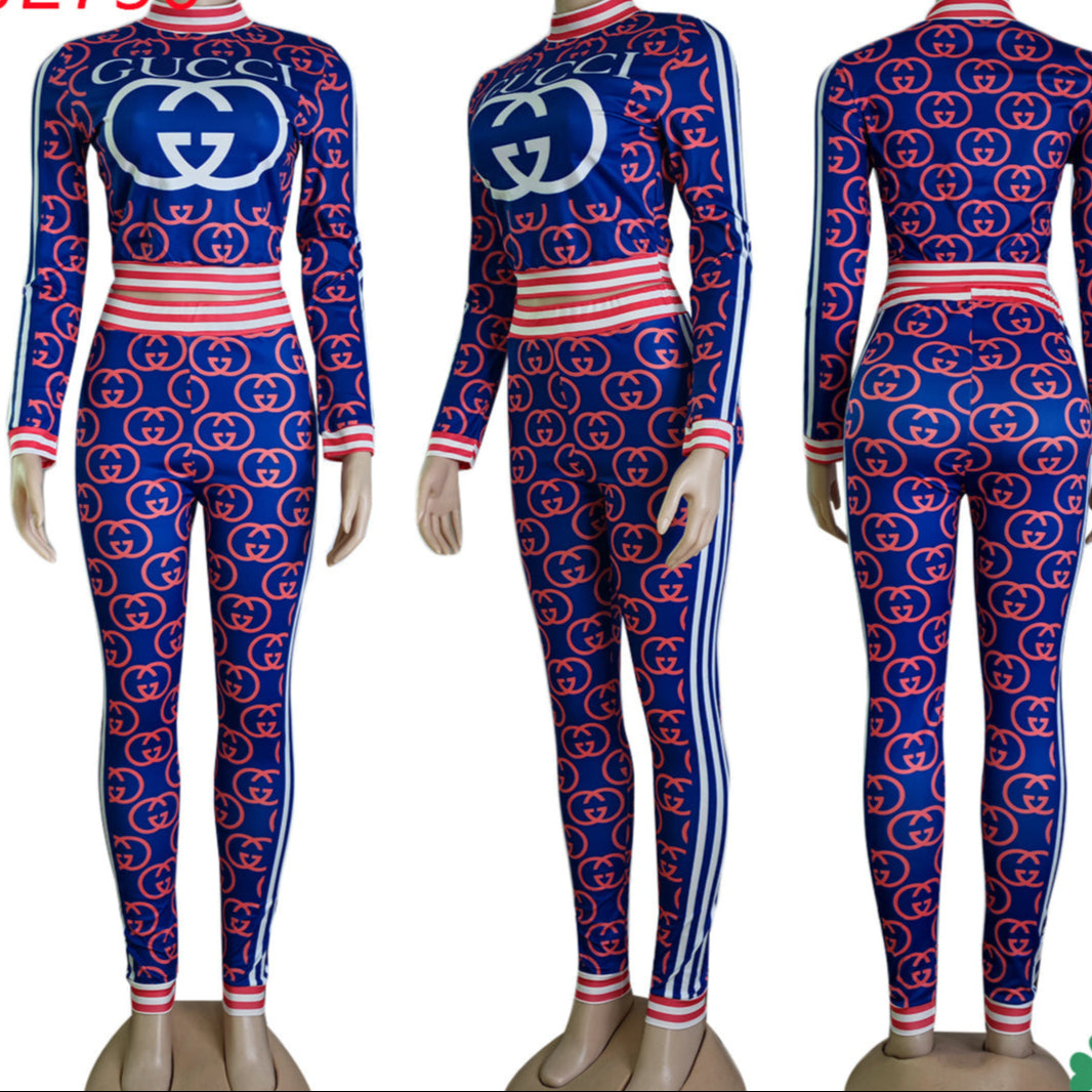 Gucci  GG Monogram Logo 2 Piece Blue/ Pink - TruVybe Essentials