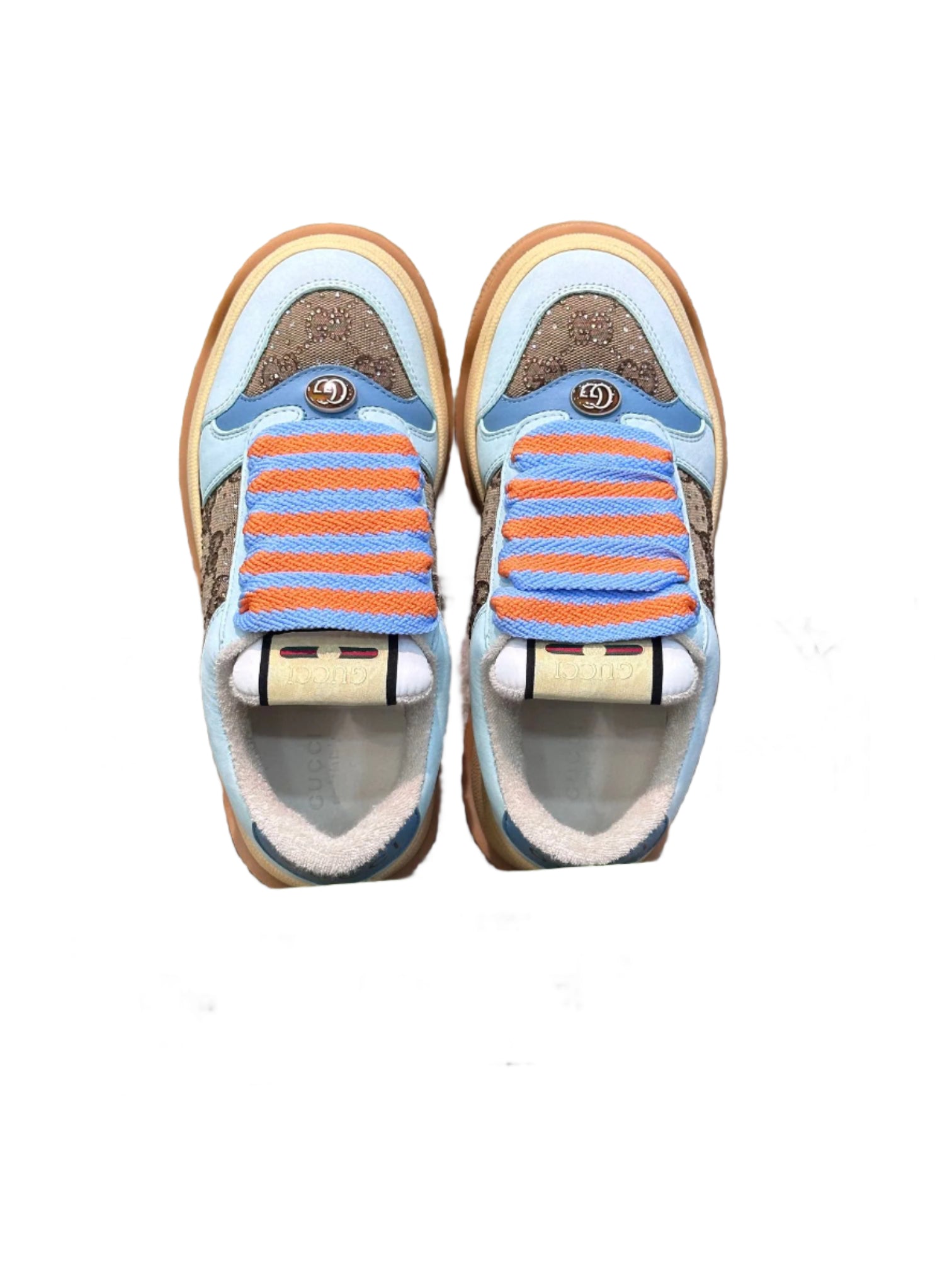 Gucci Screener  GG Leather Beige Blue Orange - TruVybe Essentials