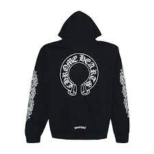 “All-Black Horseshoe Floral Zip-Up Hoodie — Gothic Graphic Design”