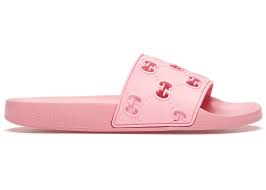 Pink Rubber Slide Sandals – Logo Embossed Comfort Pool Slides for Women