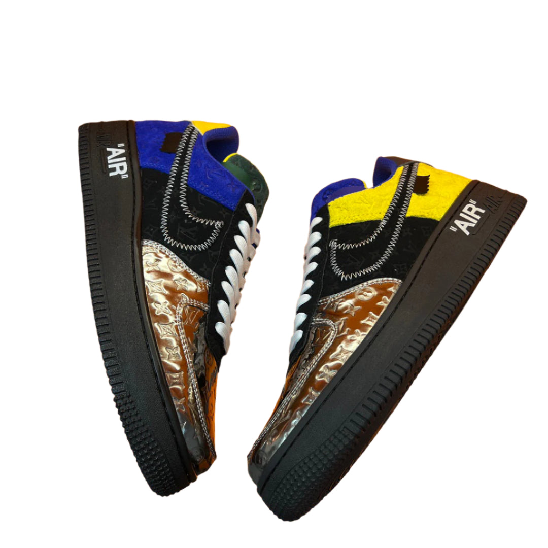 Louis Vuitton Nike Air Force 1 Low By Virgil Abloh Black Metallic Silver - TruVybe Essentials